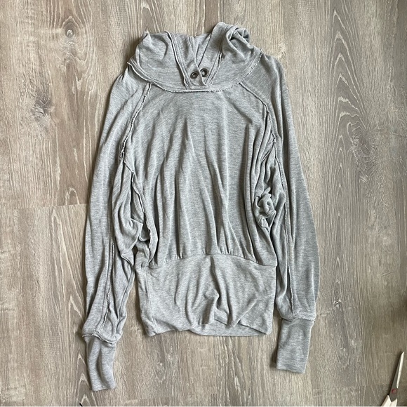 Free People Movement Ready Go Hoodie Light Grey Lightweight - Picture 2 of 5